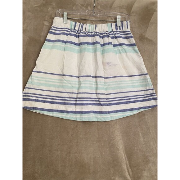 Gap Linen Blend Skirt Womens Small White Blue‎ Stripes Lined Preppy Casual Beach - Picture 7 of 15